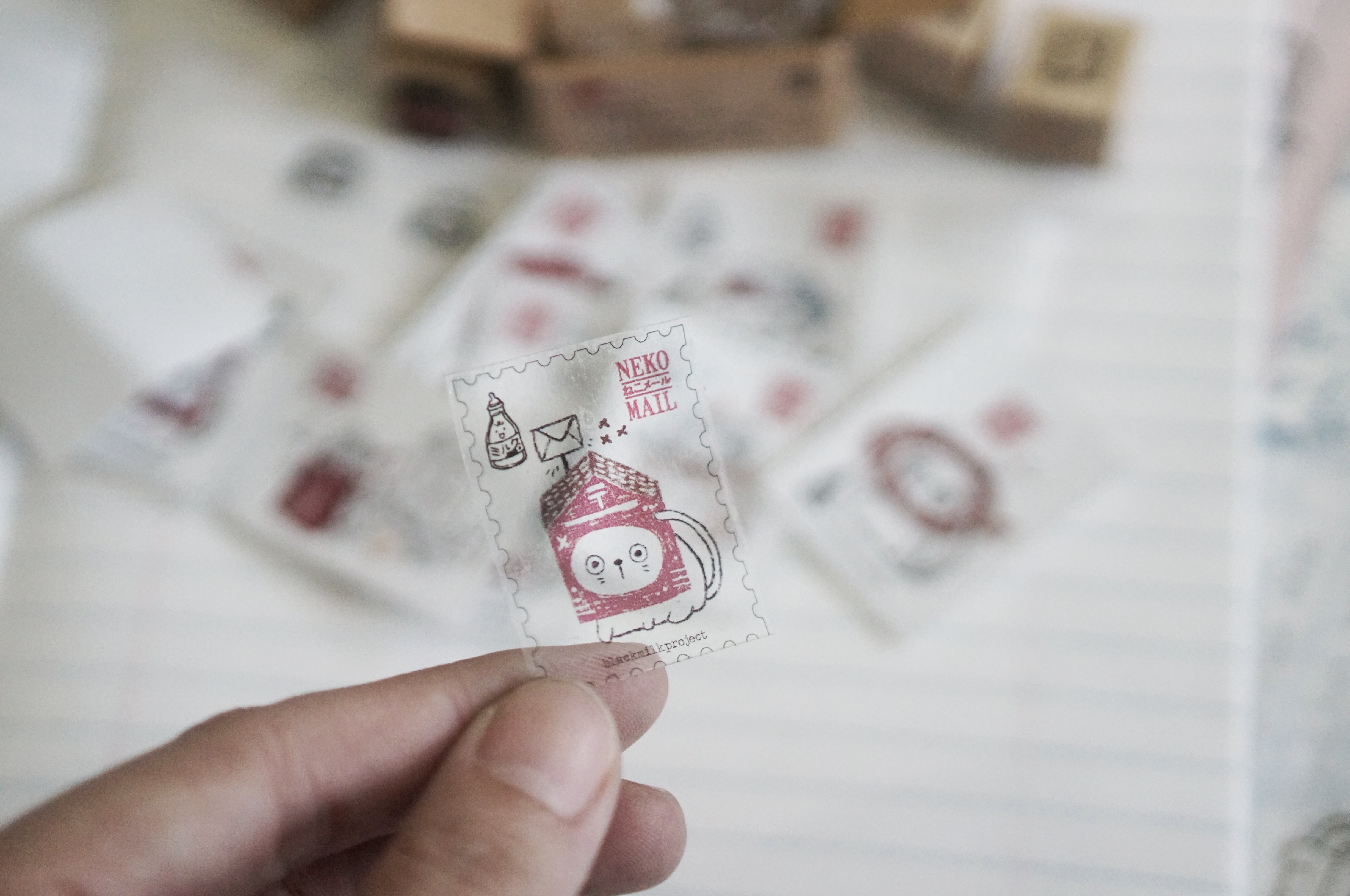 Black Milk Project - Set de 10 Pegatinas PET + Mini Sello PICTURE - Neko Mail