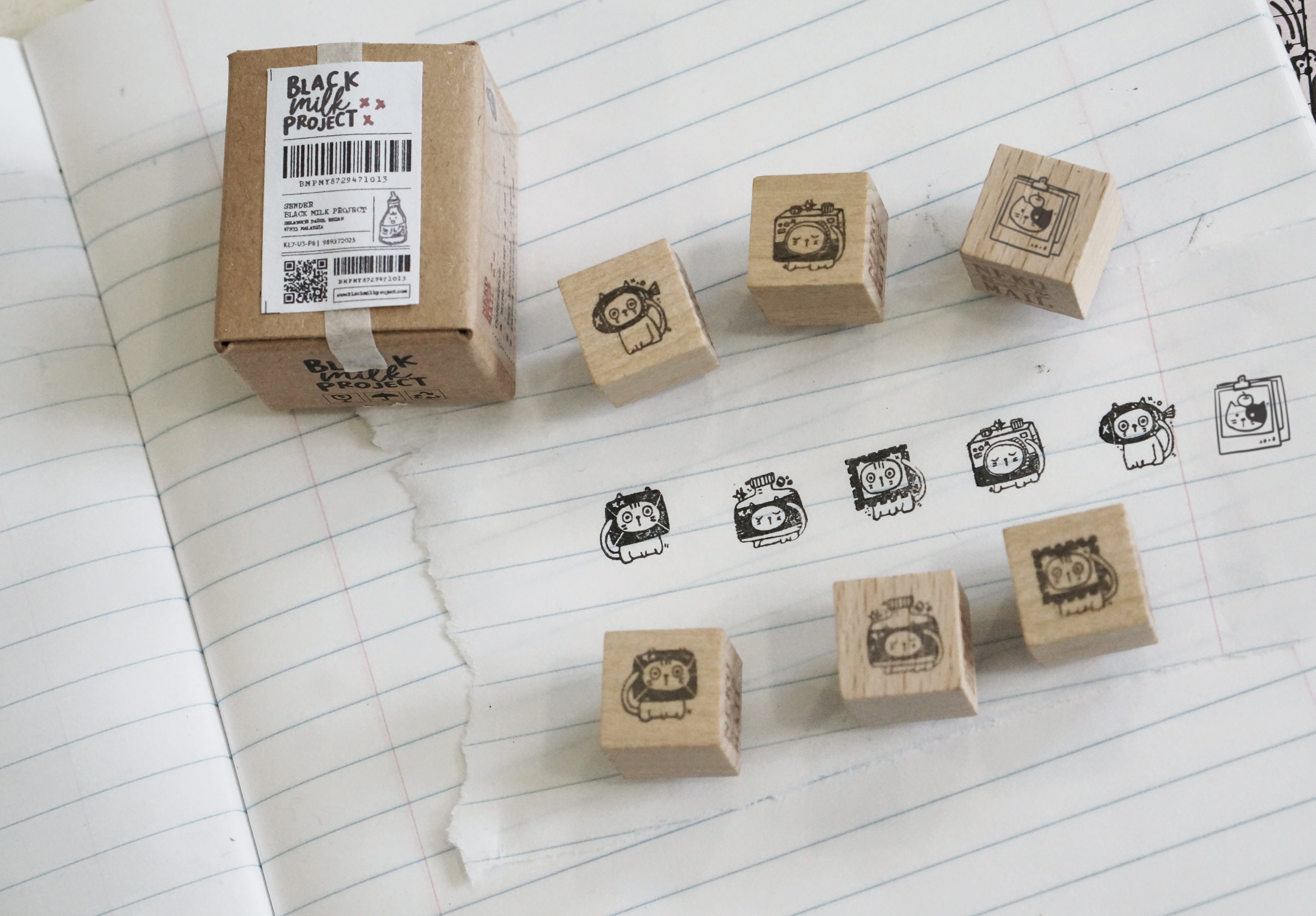 Black Milk Project - Set de 10 Pegatinas PET + Mini Sello PICTURE - Neko Mail