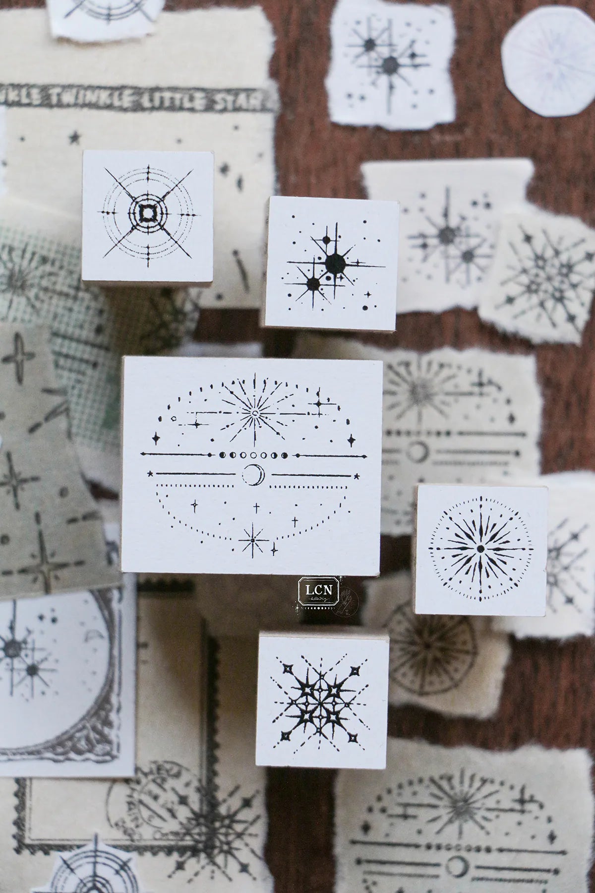 LCN - Set 5 Sellos de Madera - Nebula