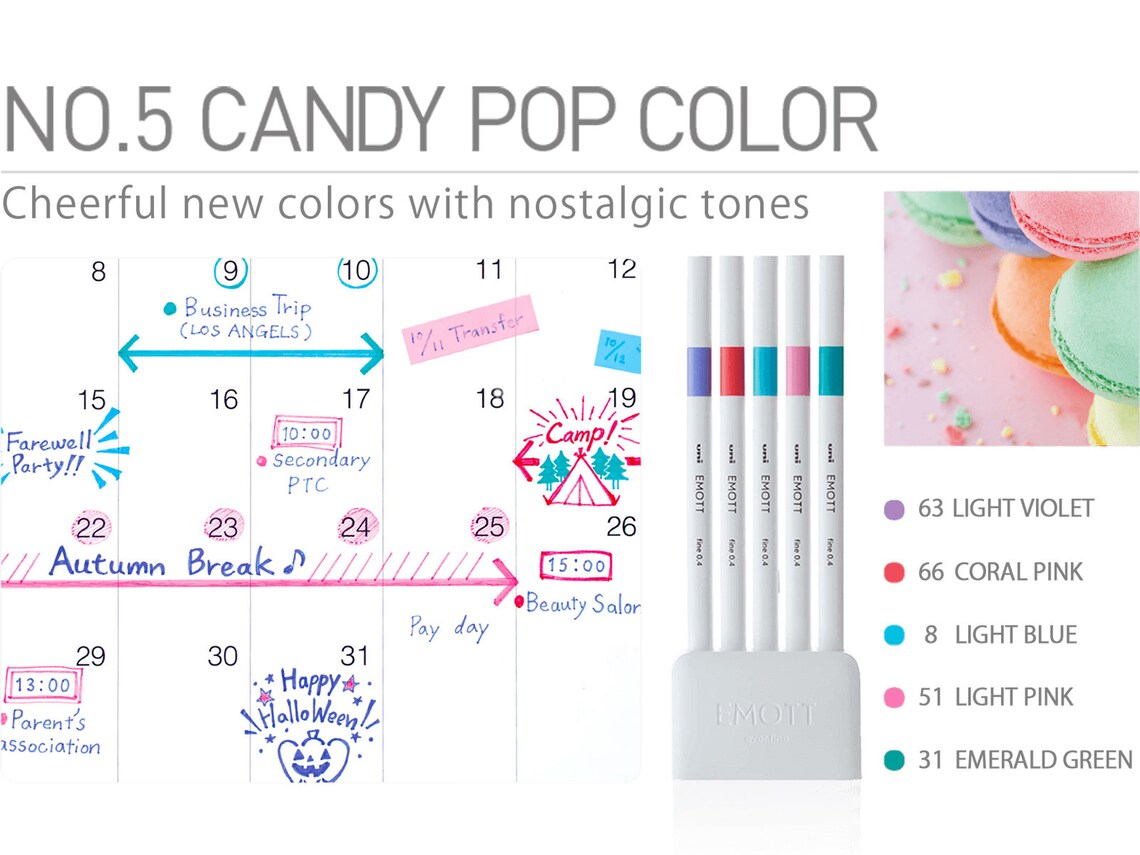 Mitsubishi Uni - Set 5 Marcadores - EMOTT 05 Candy Pop