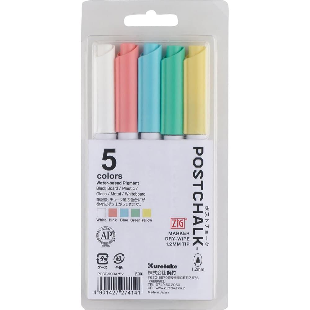 Kuretake - Set 5 Marcadores Tiza - ZIG Postchalk