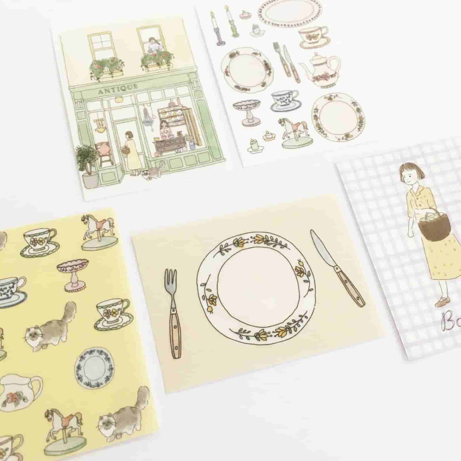 Furukawashiko - Pegatinas Antique - 20 ud - DecoSeal - Bonjour Paris