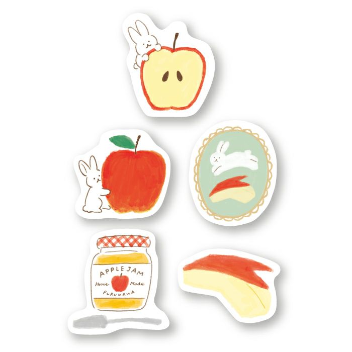 Furukawashiko - Pegatinas Apple&Rabbit - 20 ud - FlakeSeal