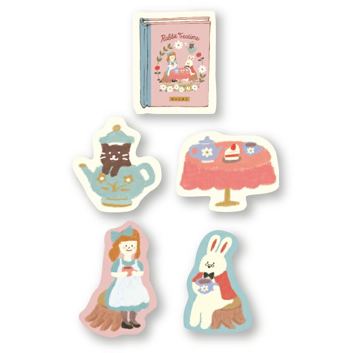 Furukawashiko - Pegatinas Rabbit TeaTime - 20 ud - FlakeSeal