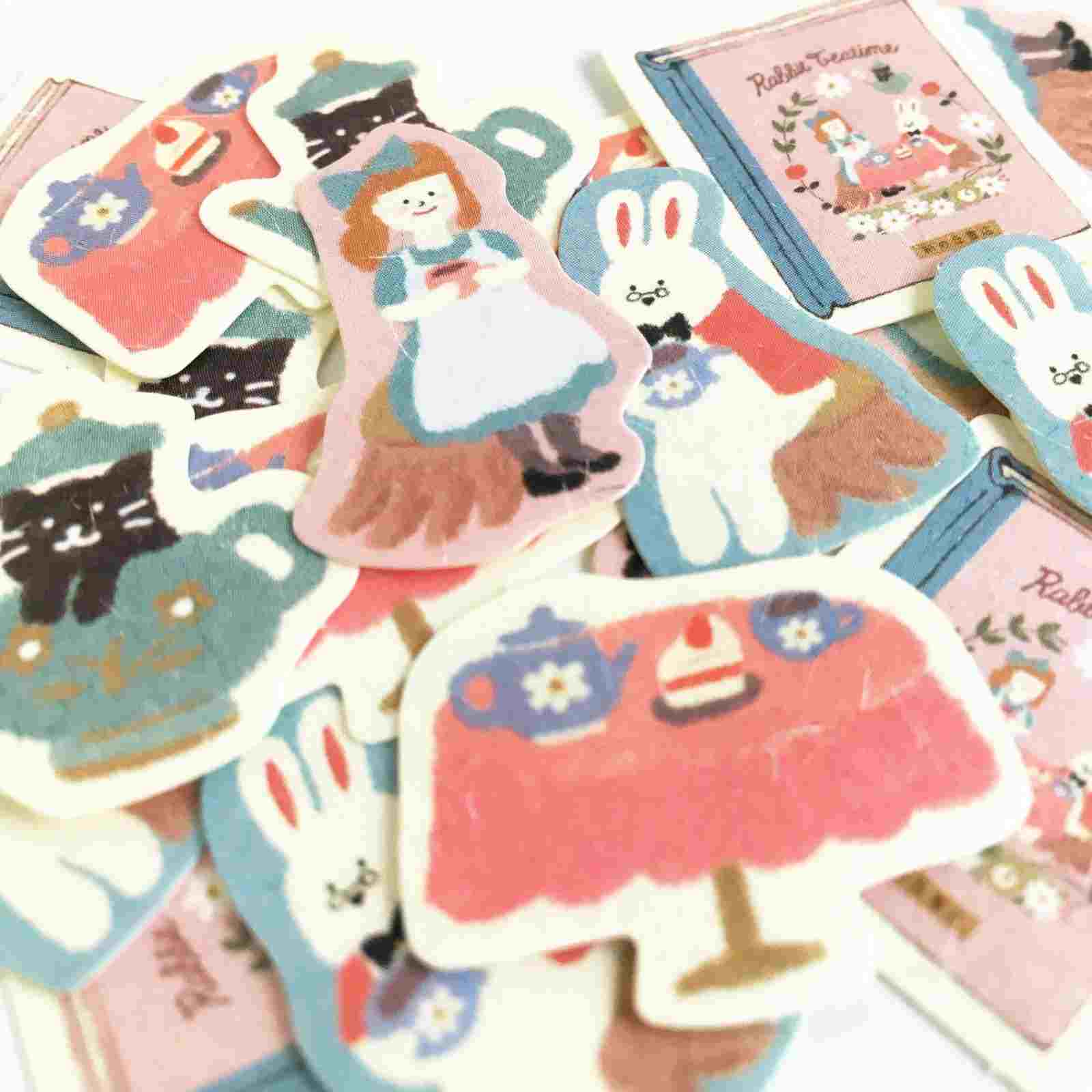 Furukawashiko - Pegatinas Rabbit TeaTime - 20 ud - FlakeSeal