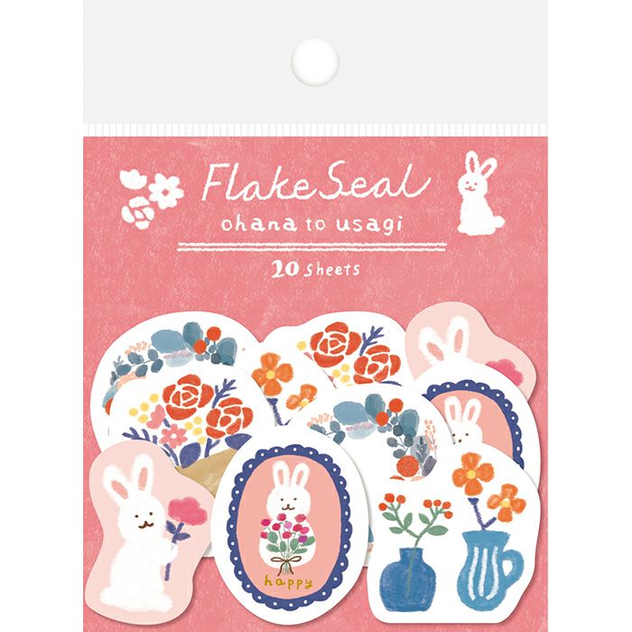 Furukawashiko - Pegatinas Flor y Conejo - 20 ud - FlakeSeal