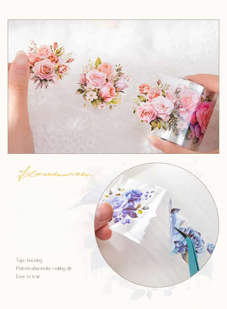 Mr Paper - Pegatinas en rollo Flores - Ice Blue Rose