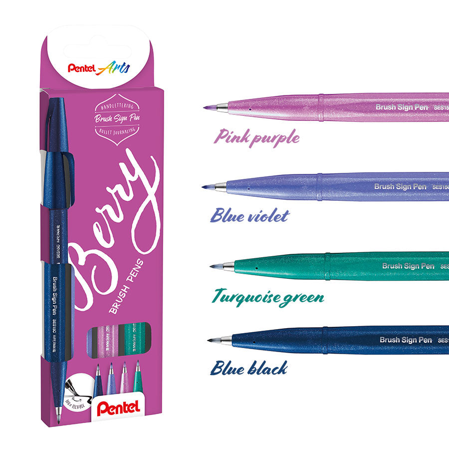 Estuche 4 Brush Sign Pen - Berry