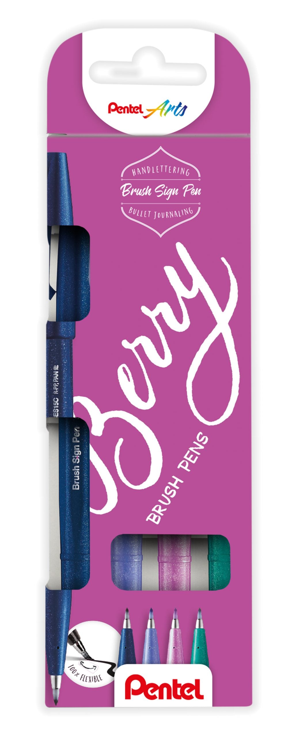 Pentel - Estuche 4 Brush Sign Pen - Berry