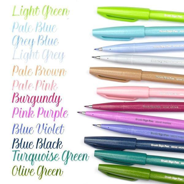 Pentel Set 12 Brush Sign Pen