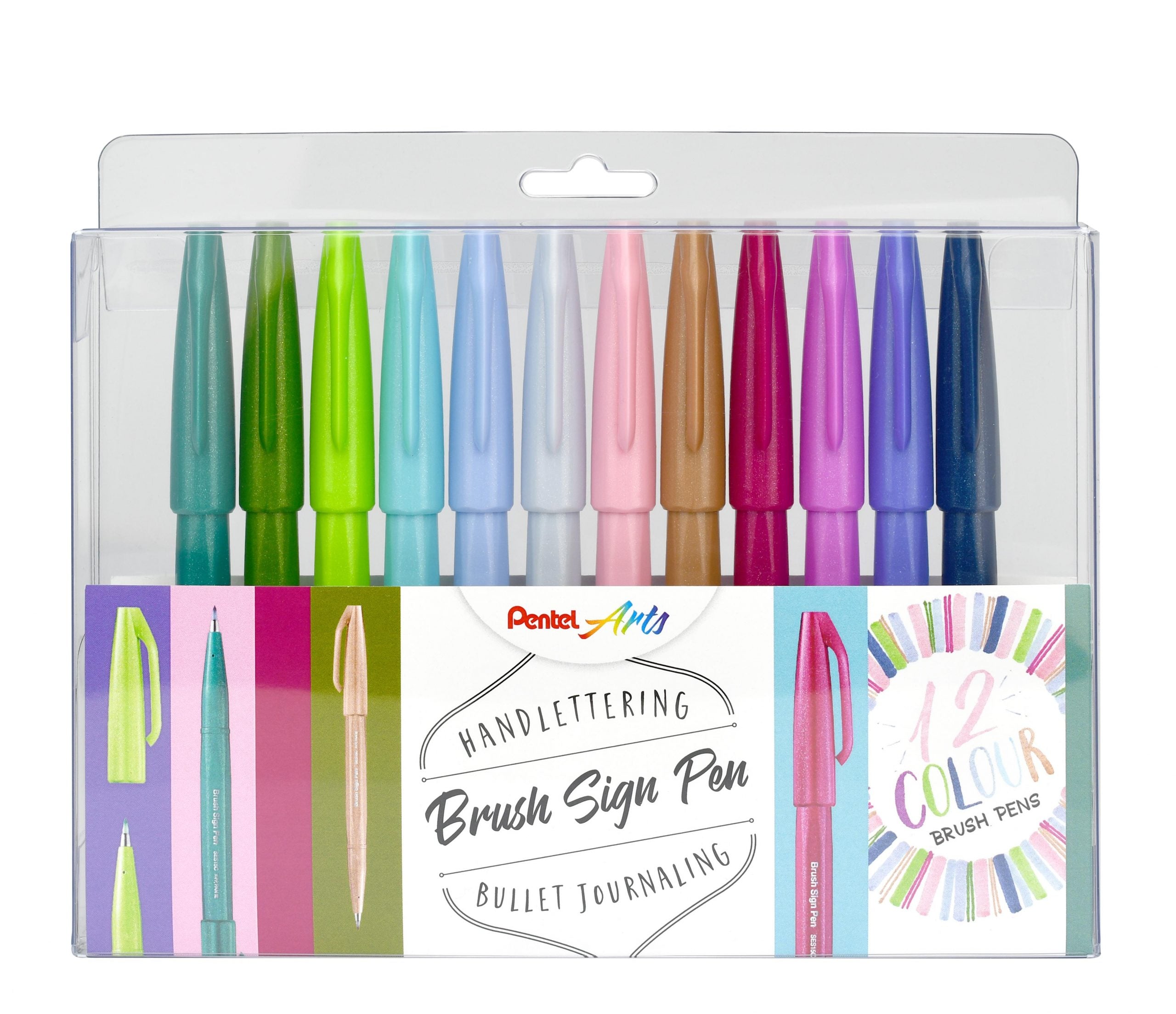 Pentel Set 12 Brush Sign Pen - Pastel