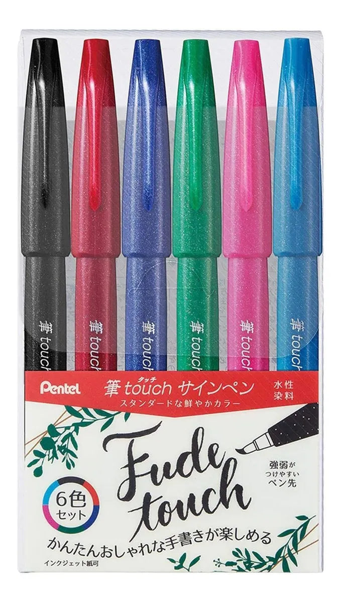 Pentel - Set 6 Brush Sign Pen - A