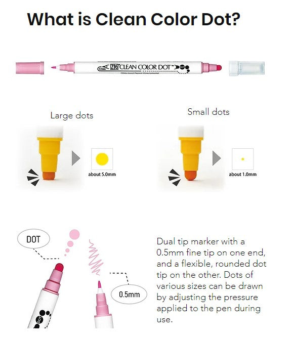 Kuretake - Rotulador - ZIG Clean Color Dot - Platinum