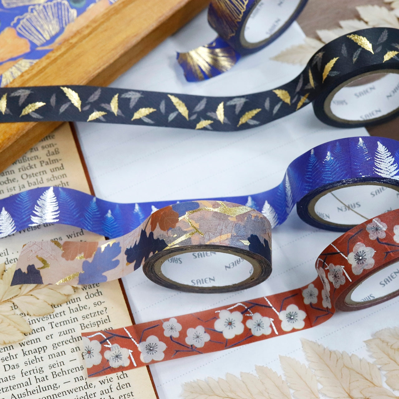 SAIEN - Washi Tape - Cafe Pivoine Silver Leaf TR4058