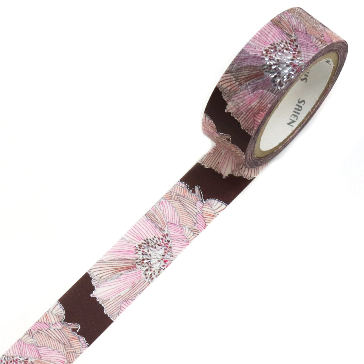 SAIEN - Washi Tape - Cafe Pivoine Silver Leaf TR4058