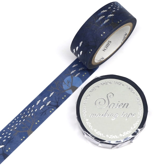 SAIEN - Washi Tape - Cats and Bats UR3039 - 15 mm Silver Foil