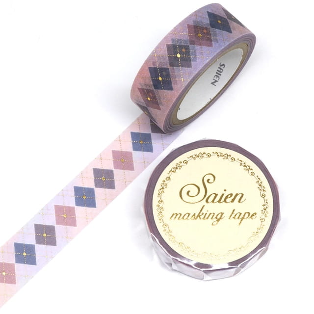 SAIEN - Washi Tape - Argyle UR3045 - 15 mm Golden Foil