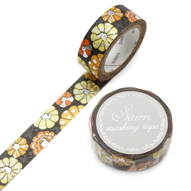 SAIEN - Washi Tape - Pumpkin UR3066 - 15 mm Silver Foil