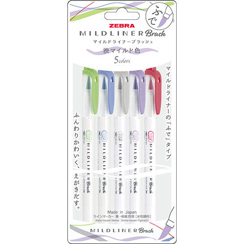 Zebra - Set 5 Marcadores Punta Pincel - MILDLINER - Astringent