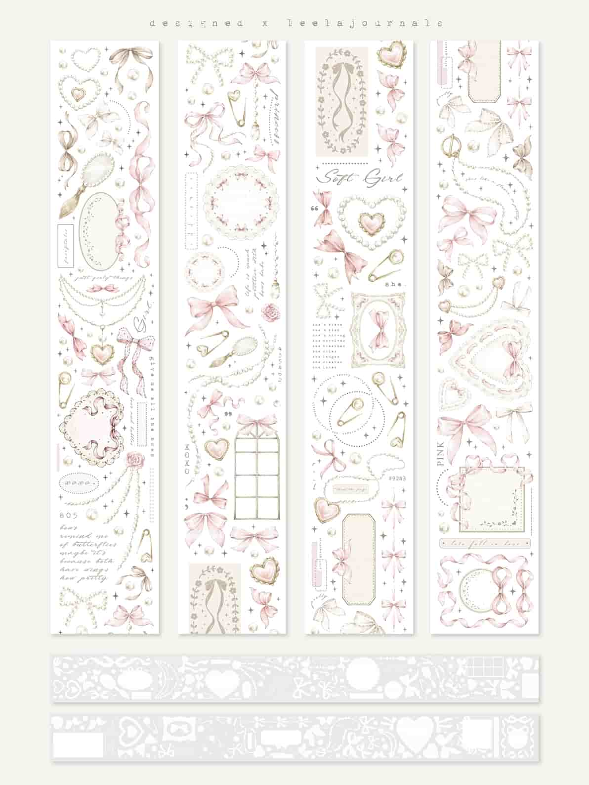 Leela Journals - Washi Tape 50mm - Bows & Pearls (Precortado)