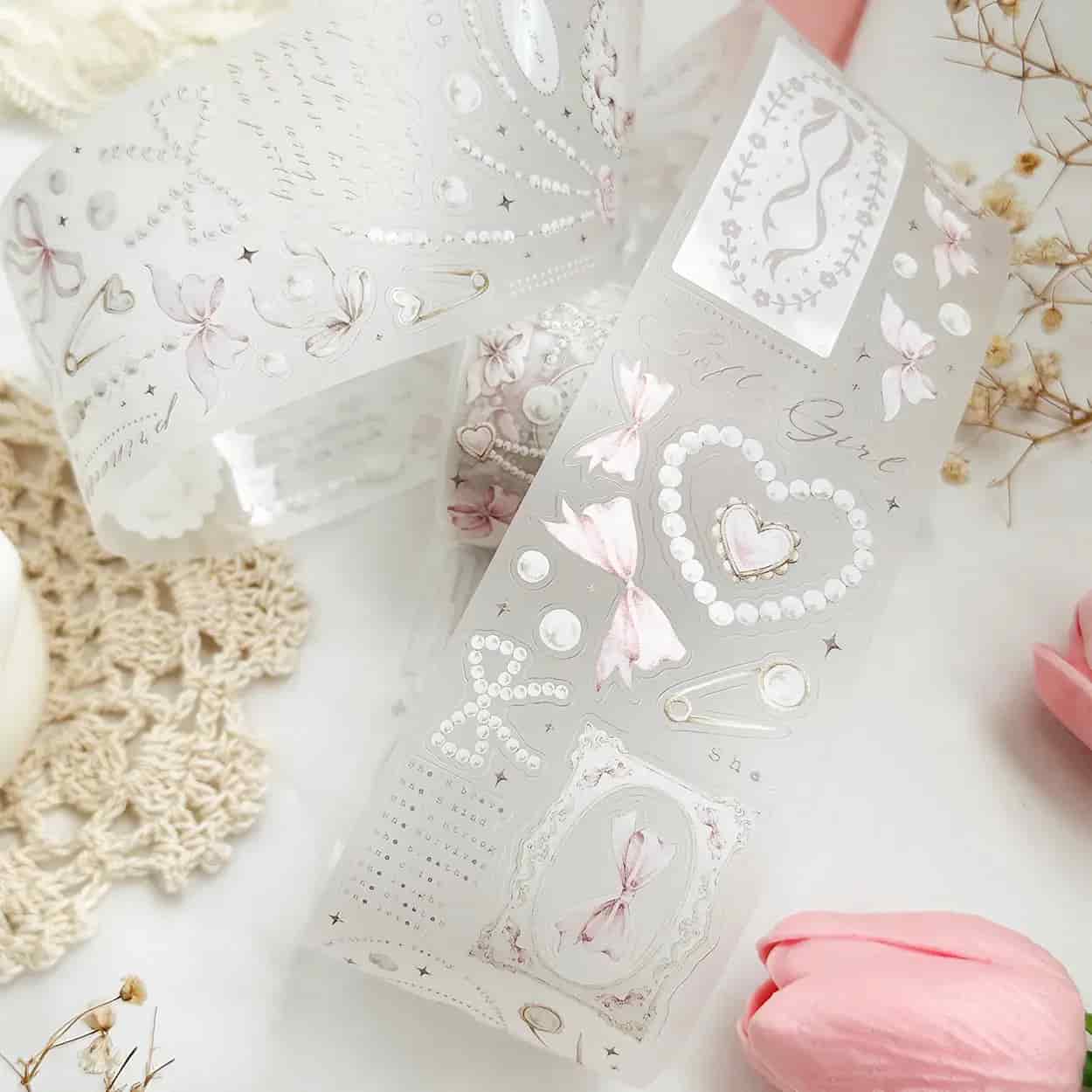 Leela Journals - Washi Tape 50mm - Bows & Pearls (Precortado)