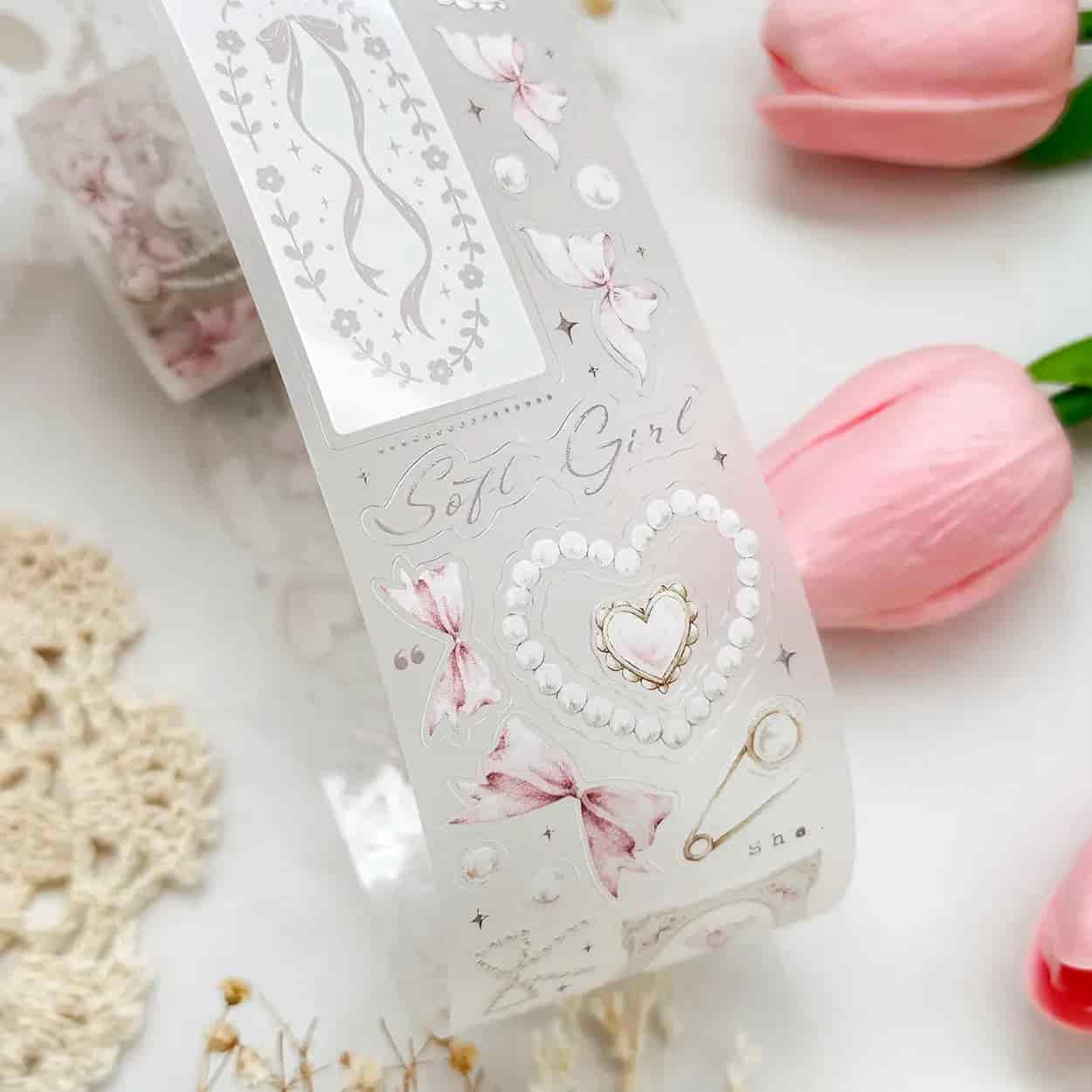 Leela Journals - Washi Tape 50mm - Bows & Pearls (Precortado)