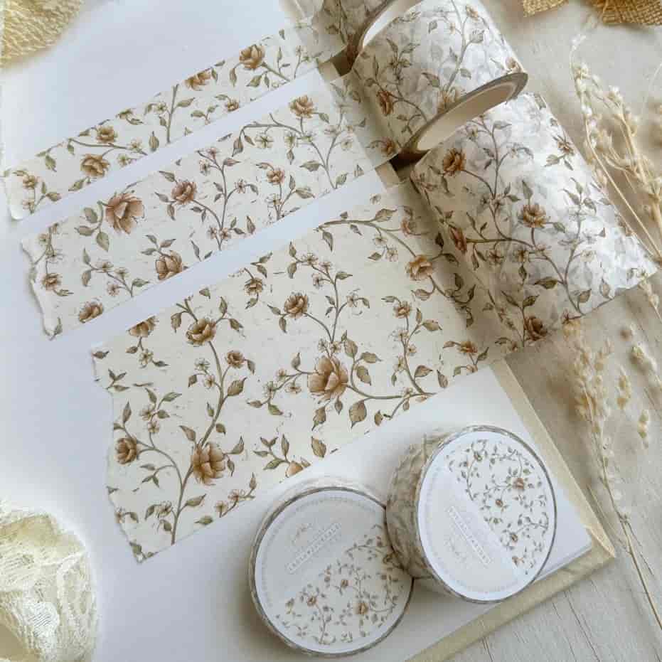 Leela Journals - Washi Tape 60mm - Creamy Red Floral