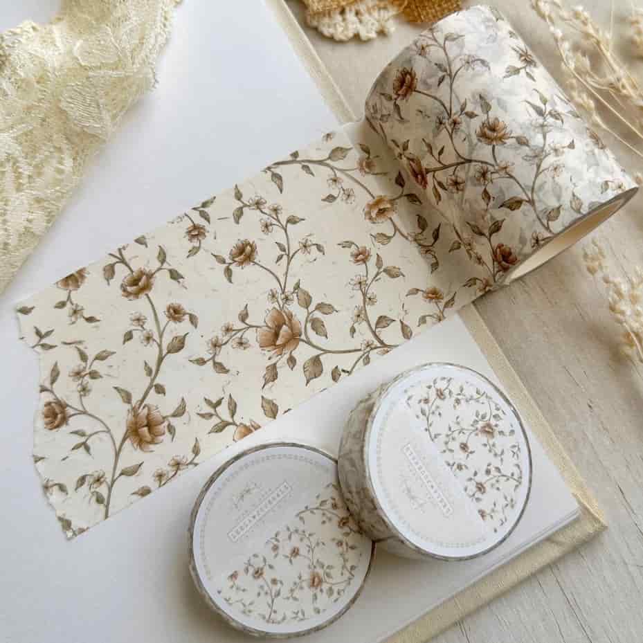 Leela Journals - Washi Tape 60mm - Creamy Red Floral