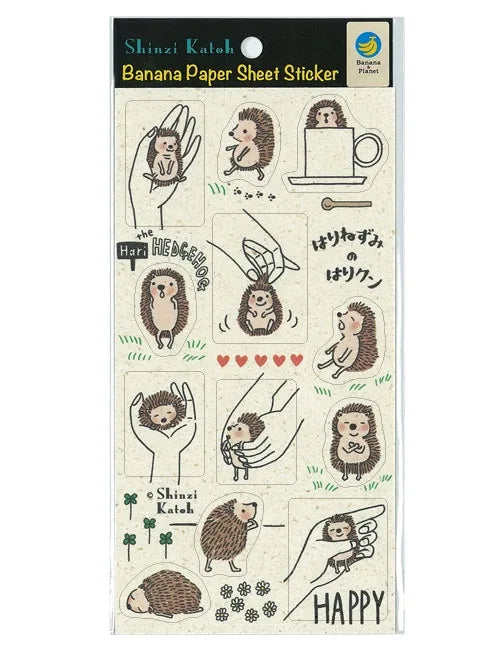 Shinzi Katoh - Hoja Pegatinas Papel de Plátano - El Erizo Harikun