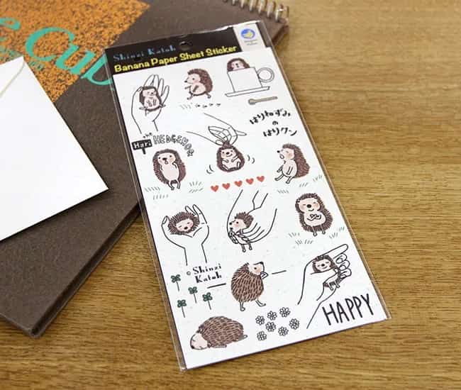 Shinzi Katoh - Hoja Pegatinas Papel de Plátano - El Erizo Harikun