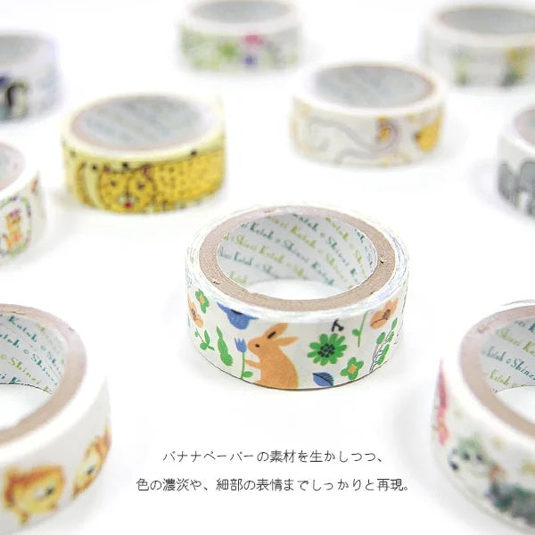 Shinzi Katoh - Washi Tape Papel de Plátano - Chaton Chaton Bloom