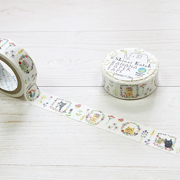 Shinzi Katoh - Washi Tape Papel de Plátano - Chaton Chaton Flower