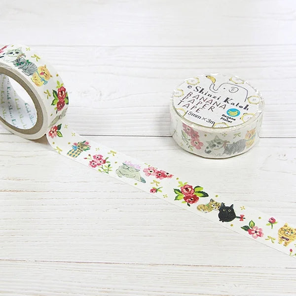 Shinzi Katoh - Washi Tape Papel de Plátano - Chaton Chaton Bloom