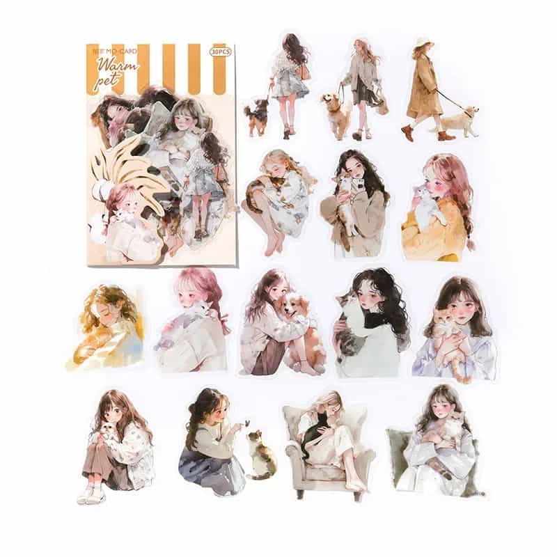 MO·CARD - Pegatinas transparentes Chicas - Warm Pet