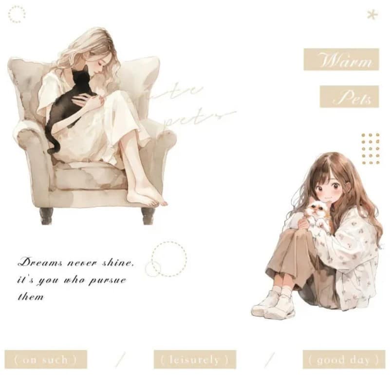 MO·CARD - Pegatinas transparentes Chicas - Warm Pet