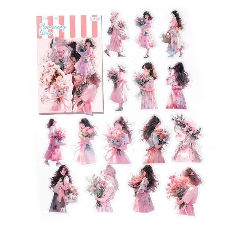 MO·CARD - Pegatinas transparentes Chicas - Flowering Time