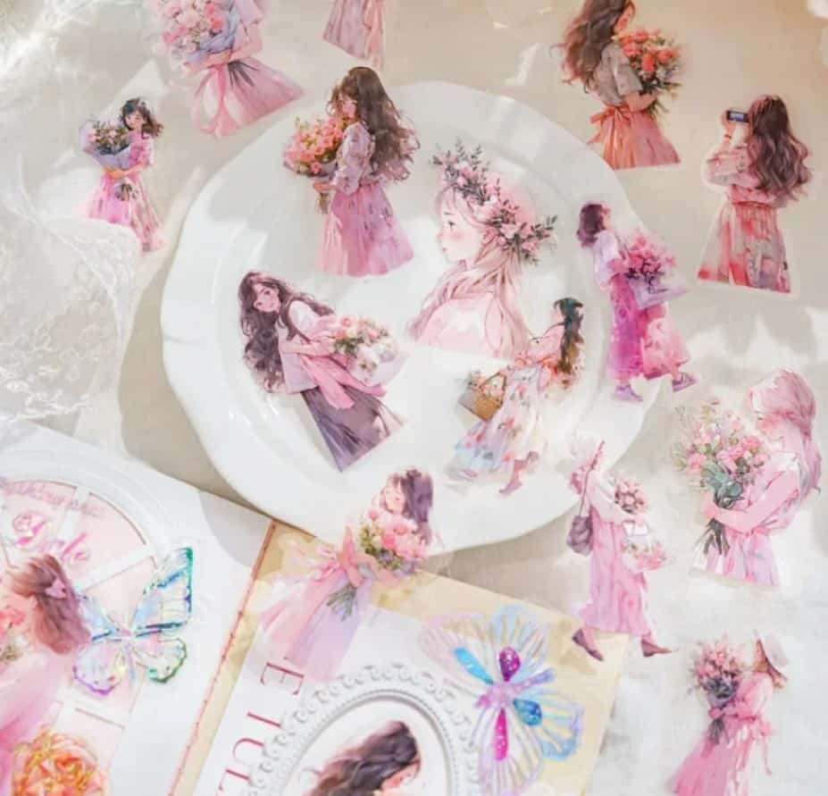 MO·CARD - Pegatinas transparentes Chicas - Flowering Time