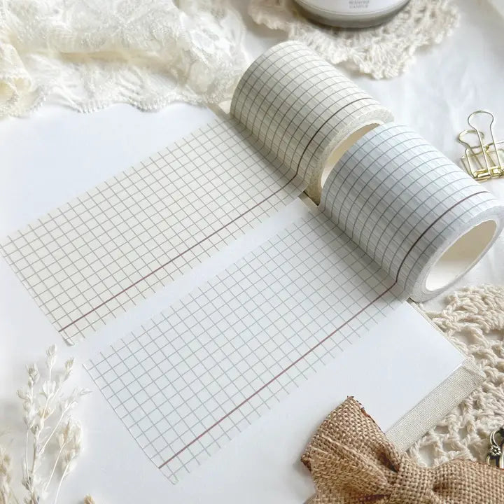 Leela Journals - Washi Tape 50mm - Cuadrícula blanca
