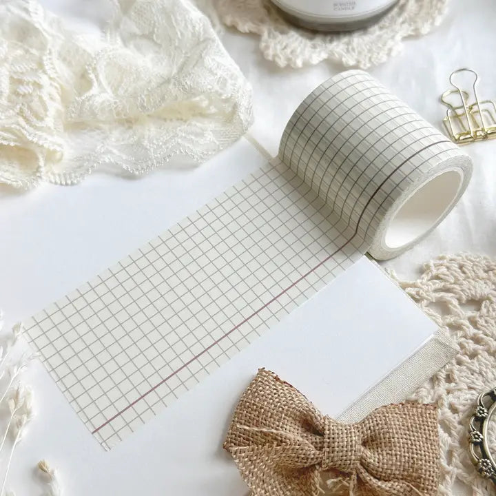 Leela Journals - Washi Tape 50mm - Cuadrícula crema