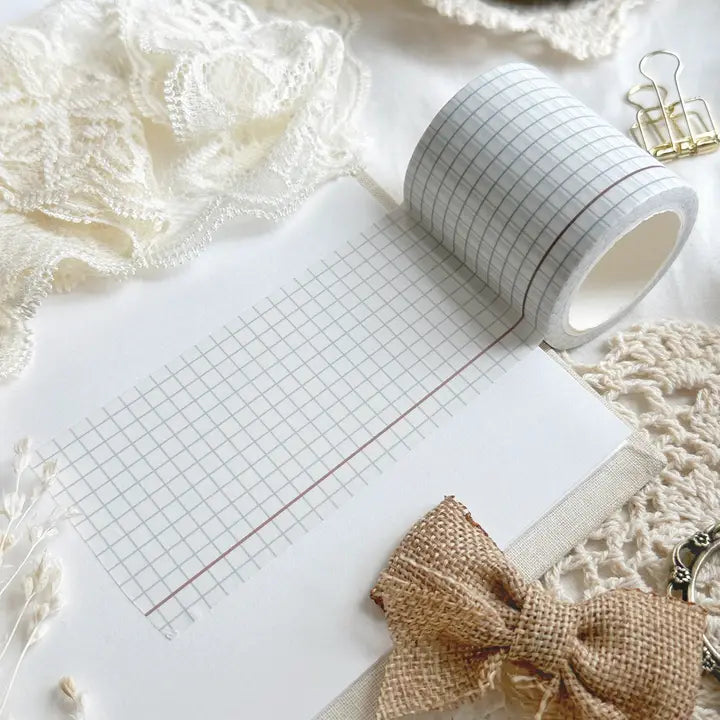 Leela Journals - Washi Tape 50mm - Cuadrícula blanca