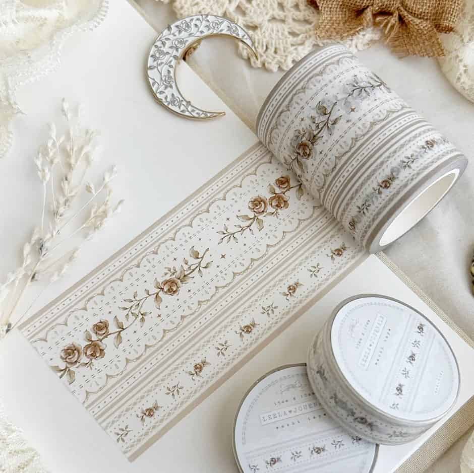 Leela Journals - Washi Tape 60mm - Lace & Roses - Brown