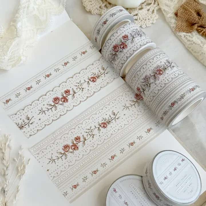 Leela Journals - Washi Tape 60mm - Lace & Roses