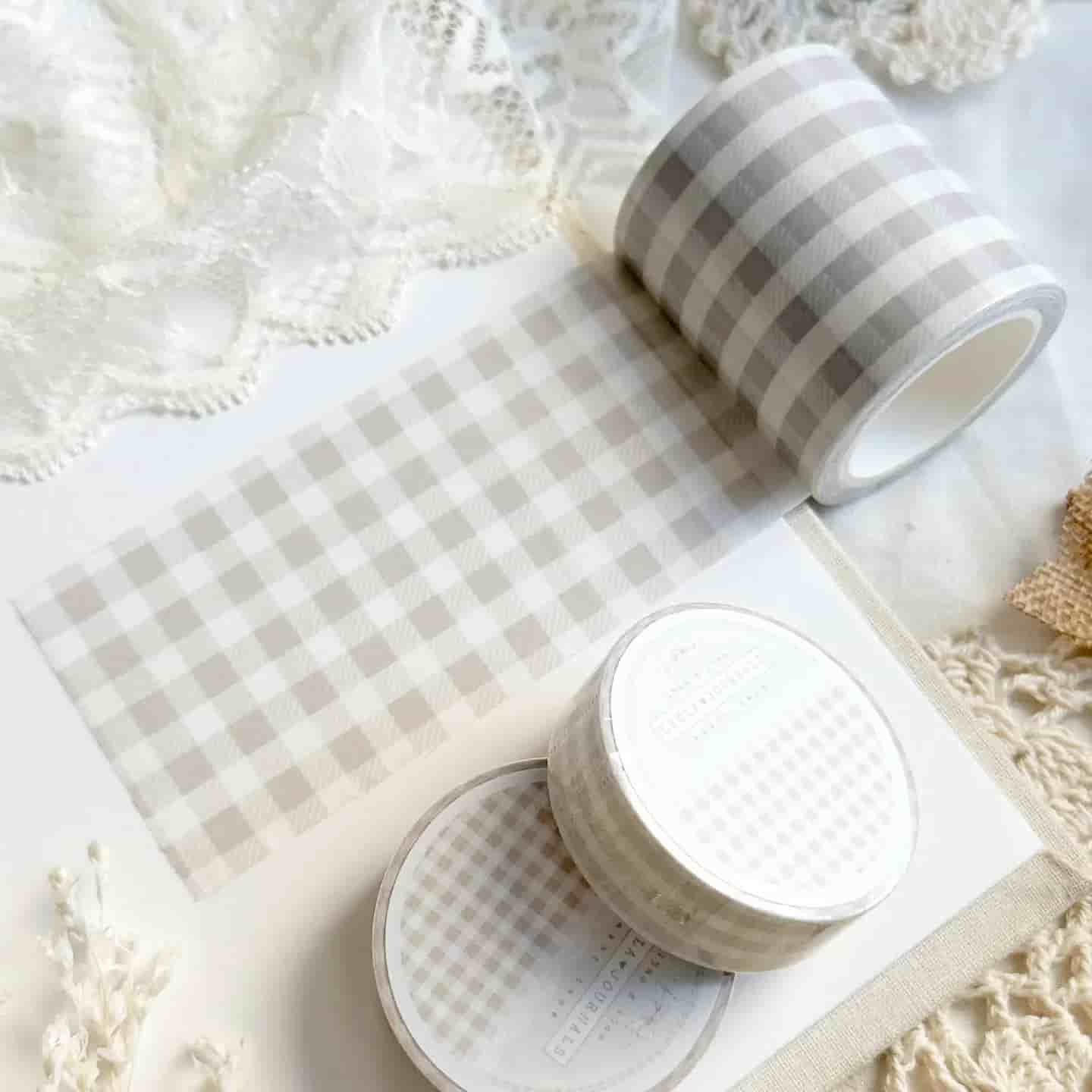 Leela Journals - Washi Tape 50mm - Soft Beige Plaid