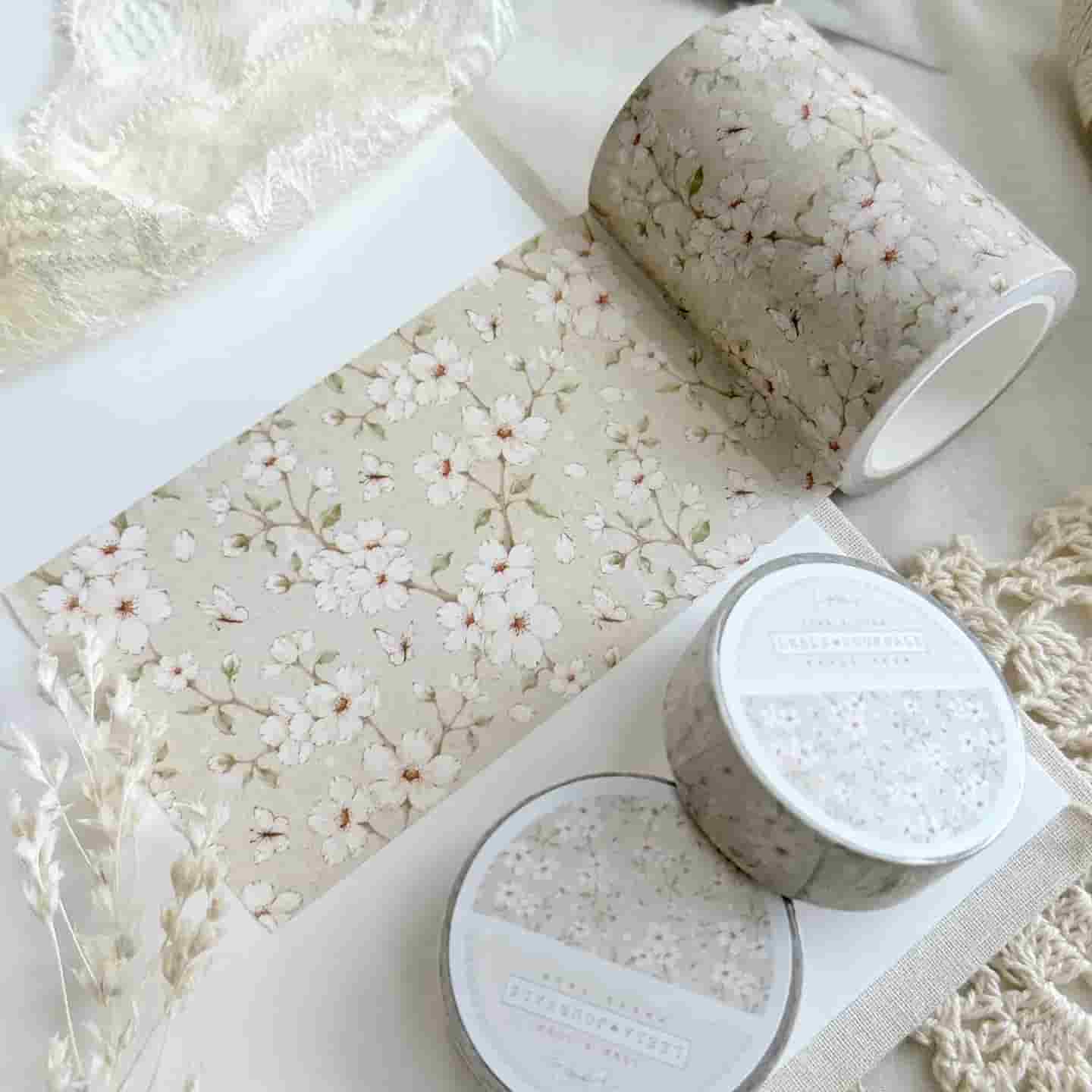 Leela Journals - Washi Tape 60mm - Beige Sakura Floral