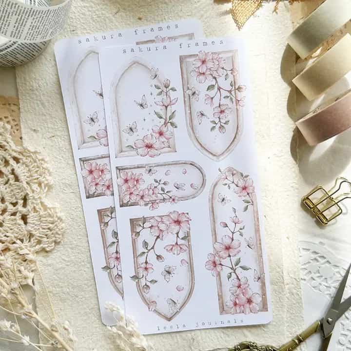 Leela Journals - Hoja de Pegatinas - Sakura Frames