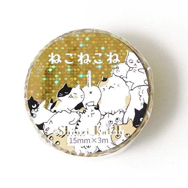 Shinzi Katoh - Foil Washi Tape 15mm - Uneven Cats