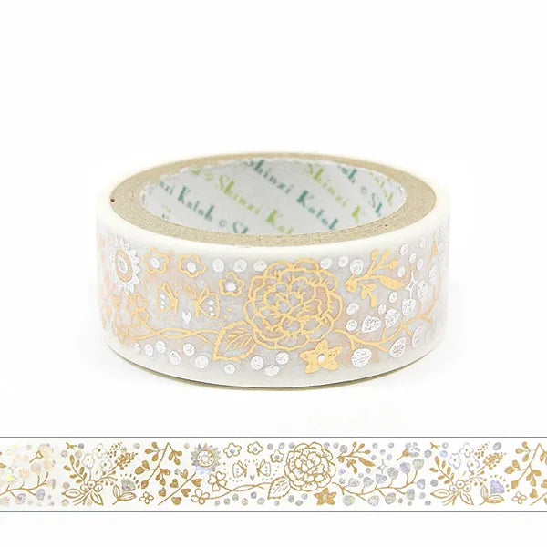 Shinzi Katoh - Foil Washi Tape 15mm - Flowers and Memories