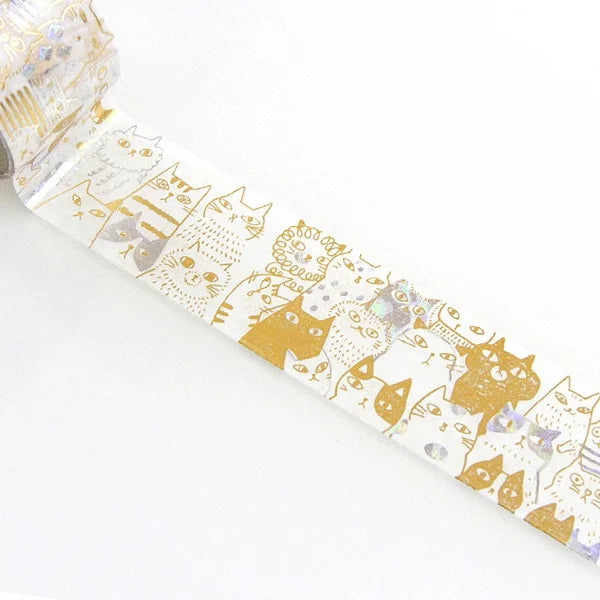 Shinzi Katoh - Foil Washi Tape 27mm - Many Cats
