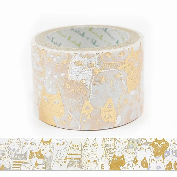 Shinzi Katoh - Foil Washi Tape 27mm - Many Cats
