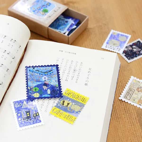 Shinzi Katoh - Cajita de pegatinas 30ud - Night on the Galactic Railroad